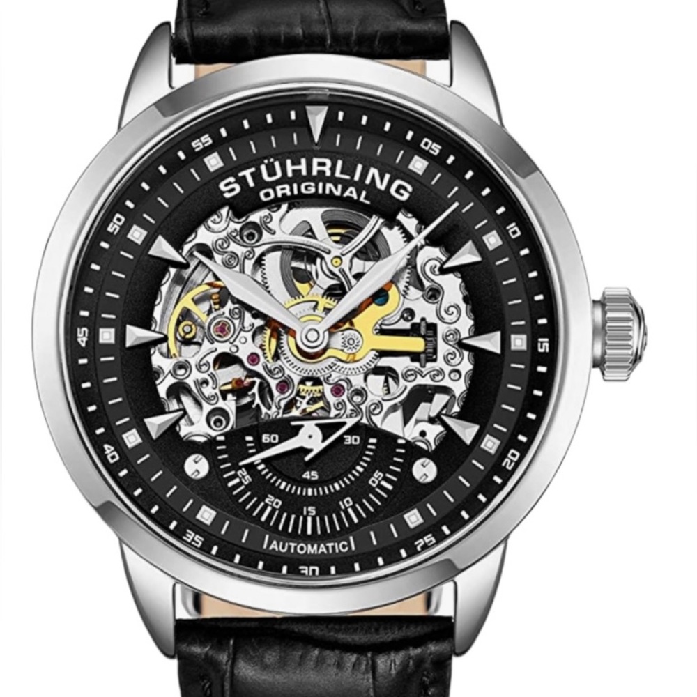 NWT Stuhrling Original Men’s Automatic Skeleton Watch